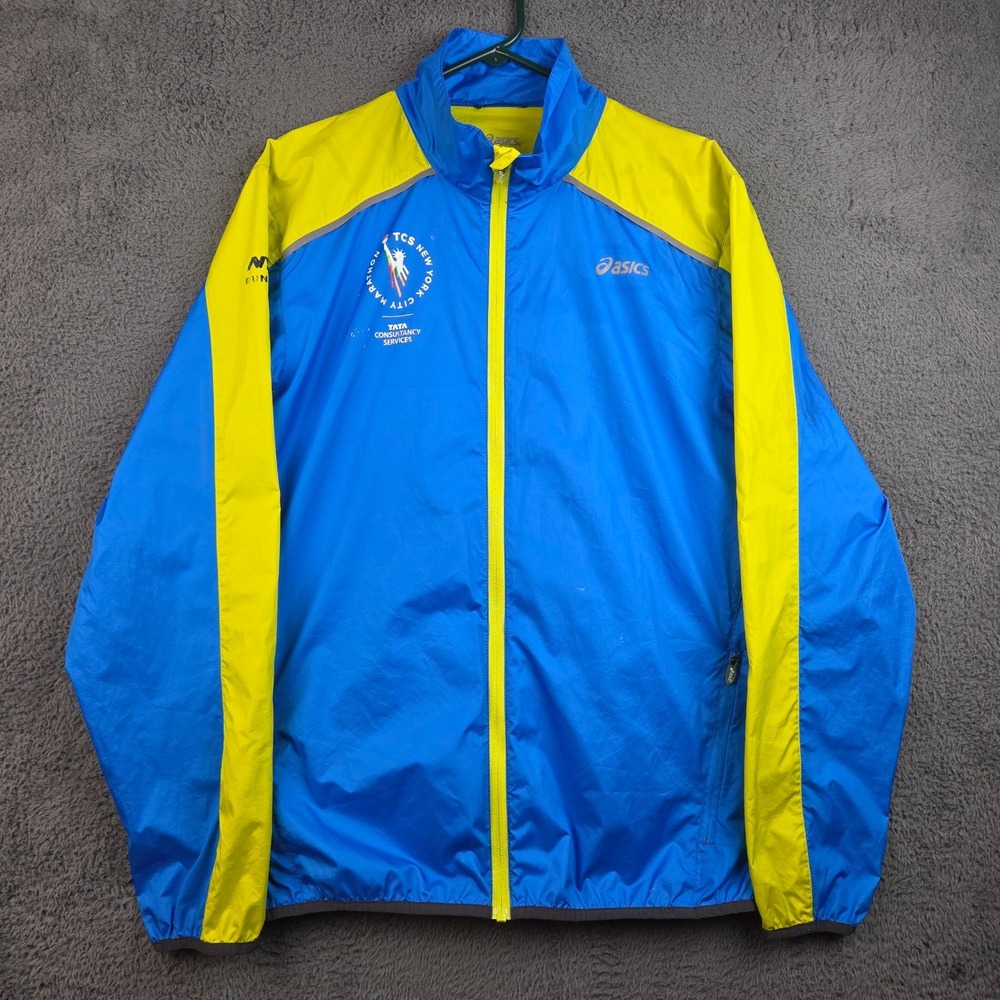 Asics TCS New York City NYC Marathon Jacket Mens Large Blue Lightweight Running